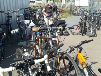 Joio'r straffagl i ddod o hyd i le parcio wrth gyrraedd yr eisteddfod.